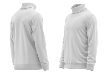 Sweater pullover knitted high neck Long sleeve for man ( 3d rendered) Color White