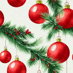 Christmas decorations. Christmas ball. Seamless return pattern. Vintage motif. Digital art