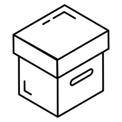 A customizable box icon, outline isometric design 