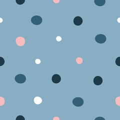 Childish seamless pattern with funny colorful circles. Vector illustration for textile decoration