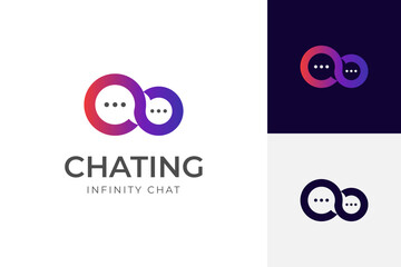 line infinity chat Speech bubble icon Logo design. Infinity conversation logo endless chat symbol suitable for Dialogue, discussion and talk vector icon
