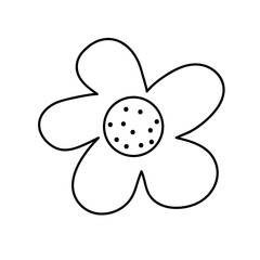 Hand drawn flower in line art doodle style. Botanical decorative element.