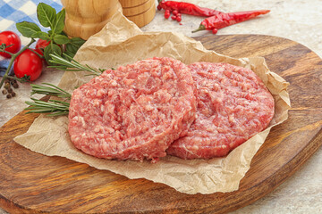 Raw pork cutlet for burger