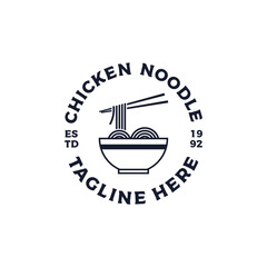 Vintage Chicken Noodle badge Logo design vector illustration