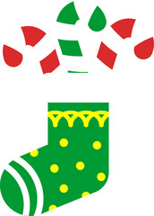 Cute cartoon Christmas sock, Christmas sock icon.