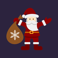 Fototapeta premium cute santa claus hanging gifts bag design illustration isolated on background