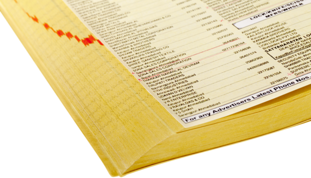 Yellow pages of magazine isolated on white background