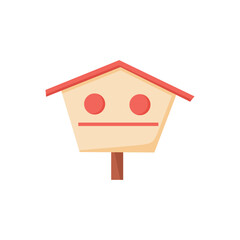 Vector cartoon illustration of a birdhouse with two entrances