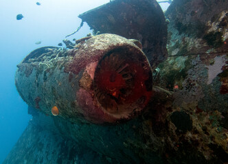 An engine on the Tri-Bird airplane wreck Boracay Island Philippines