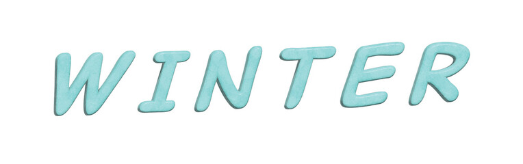 Green letter winter in 3D rendering cute cartoon style