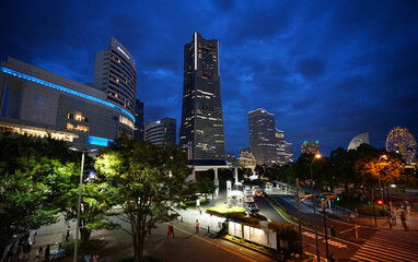 city skyline at night