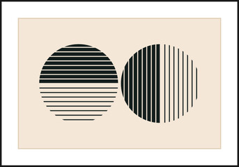 Minimal 20s geometric design poster, vector template with primitive shapes