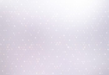 Twinkle triangles network on white glowing blur background. Polygonal sparkling mesh subtle illustration.