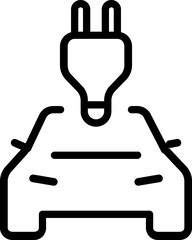 Electrical automobile cable contour and plug charging black symbol. 