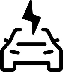 Electrical automobile cable contour and plug charging black symbol. 