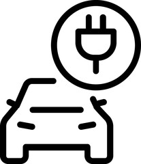 Electrical automobile cable contour and plug charging black symbol. 