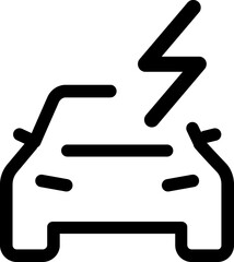 Electrical automobile cable contour and plug charging black symbol. 