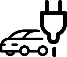 Electrical automobile cable contour and plug charging black symbol. 