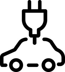 Electrical automobile cable contour and plug charging black symbol. 