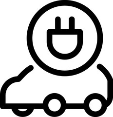 Electrical automobile cable contour and plug charging black symbol. 