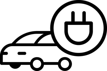 Electrical automobile cable contour and plug charging black symbol. 