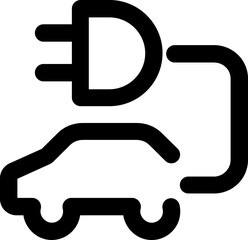 Electrical automobile cable contour and plug charging black symbol. 