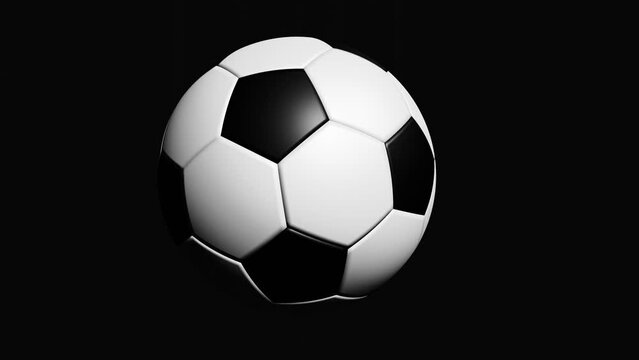 Soccer or football ball rotate on black background