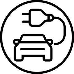 Electrical automobile cable contour and plug charging black symbol. 