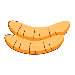 ripe banana peeled icon.