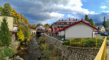 szklarska poreba town and kamienna river in autumn. Poland © Svitlana