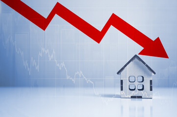 real estate and construction crisis. Real estate market crash due to recession economic downturn...