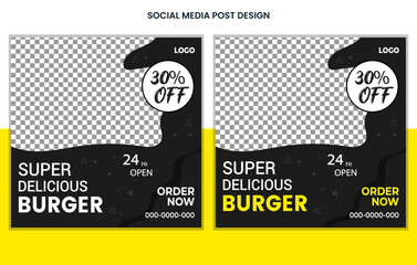 Food Social media post design template, Restaurant Social Media Post Design, Burger Post Design, Menu post design
