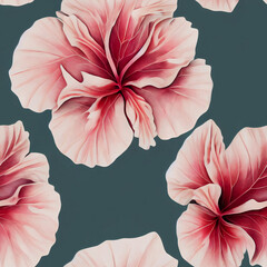 Seamless floral pattern. Background with flowers and leaves. Hawaiian style, hibiscus flowers, fabulous plants, giant fantasy flowers. Background tiles.