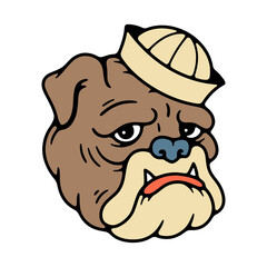 BULLDOG SAILOR HEAD COLOR WHITE BACKGROUND