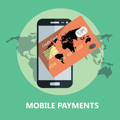 Mobile payments flat vector concept art deisgn