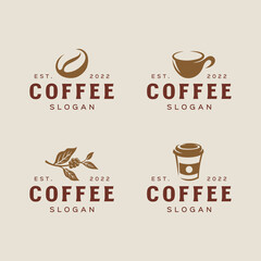 Set of coffee shop logo design template