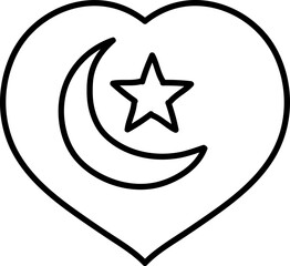 Obraz premium Crescent star inside heart shape icon hand drawn vector illustration