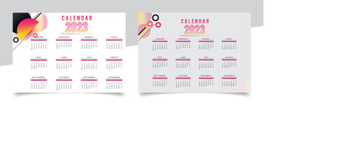 Collection of stylish 2023 new year calendar template design.