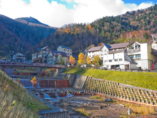 Obraz premium Sounkyo onsen village, Hokkaido, Japan.