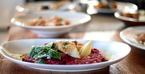 beetroot rissotto with fish 