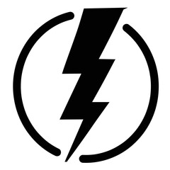 Lightning electric icon. Bolt circle symbol. Power charging energy sign Lightning bolt icon. Black thunderbolt flat pictogram. Vector illustration isolated on white background