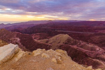Sunset view from Mount Yoash, Massive Eilat Nature Reserve