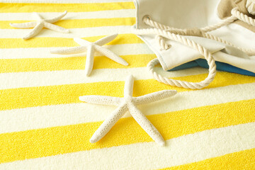 The concept of travel, vacation, summer, beach items, resort hotel, bath eco decor, spa. On a...