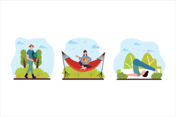 Weekend Activity Flat Design Illustration