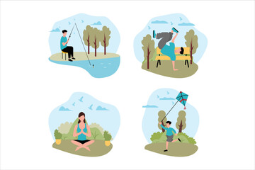 Weekend Activity Flat Design Illustration