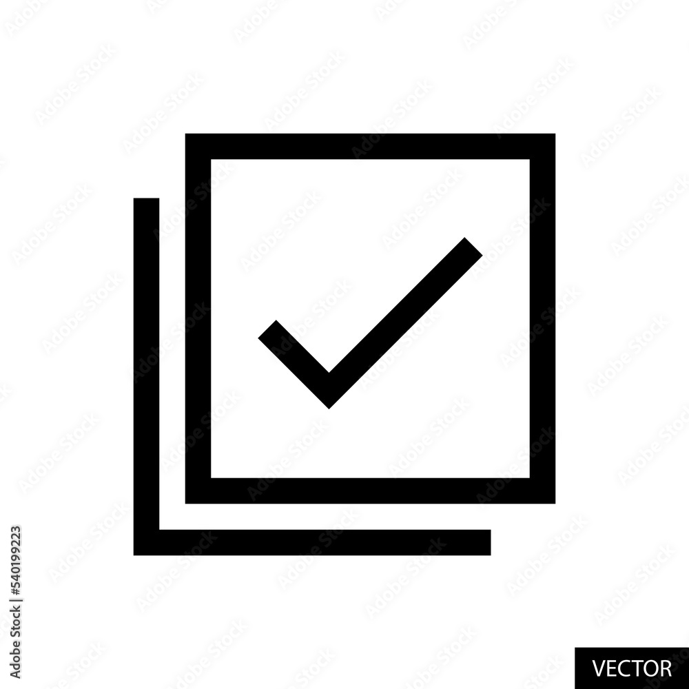 Poster multi select square tick, select multiple items checkbox, select all tick mark in box vector icon in