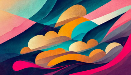 Colorful panorama wallpaper background with round shapes