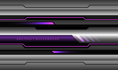 Abstract metallic purple line silver black cyber geometric line banner pattern design ultramodern luxury futuristic technology background vector