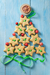 Delicious butter cookies chain as Christmas decoration.