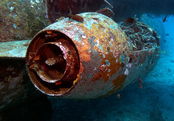 An engine on the Tri-Bird airplane wreck Boracay Island Philippines
